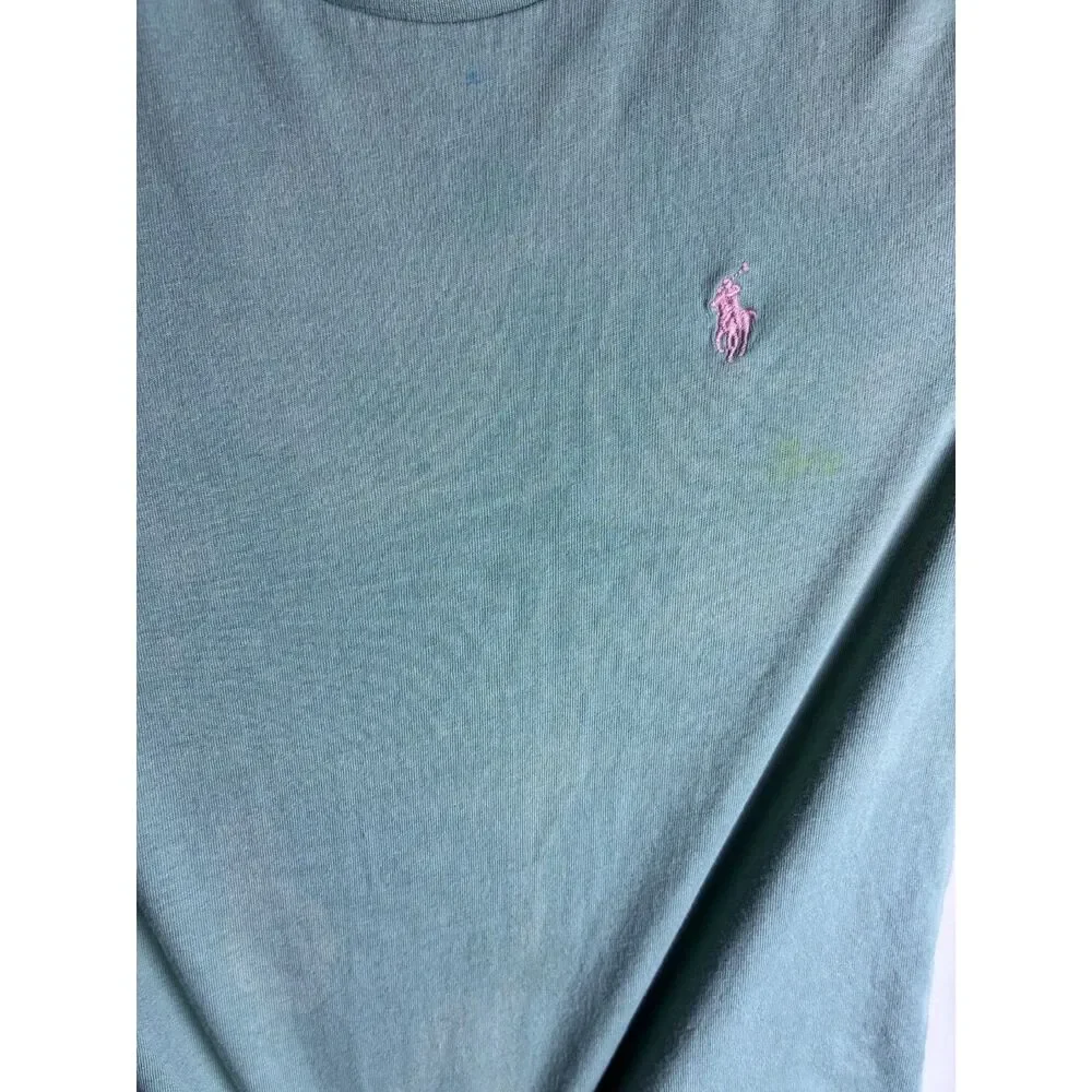Polo Ralph Lauren Kids T Shirt Size 4 Green Pink Pony Logo
